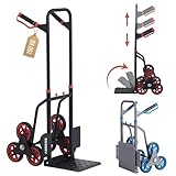 Arebos Treppenkarre Sackkarre | Treppensackkarre klappbar | Treppensteiger mit Hartgummireifen & Stahlrahmen | Transportkarre Staplerkarre | Transportwagen für Umzug & schwere Gegenstände | Schwarz
