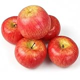 Künstlicher Deko Apfel, 5 Stück (Rot, 20-40 g/St) Lebensechtes Plastikobst, Äpfel Plastikfrucht, Kunstobst, Frucht, Dekoration, Schaufenster, Haushalt, Küche, Party, Hotel, 5 Pack