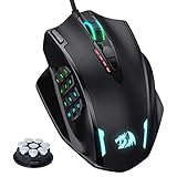 Redragon M908 Impact RGB LED MMO Maus mit Seitentasten, optische kabelgebundene Gaming-Maus mit 12.400DPI, hohe Präzision, 20 programmierbare Maustasten
