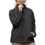 POIUIYQA Damen Wasserdichte Faltbar Regenjacke mit Kapuze, Leicht Atmungsaktive Windbreaker Jacke, Fahrradjacke für Frauen Fahrrad Sport Outdoorjacke
