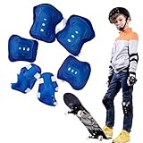 Knieschoner Kinder,6pcs Kinder Inliner Schoner Set,Knieschützer Ellenbogenschoner Handgelenkschoner,Schlittschuhe Kinder,Protektorenset für Inliner Skaten Roller Skateboard Rollschuhe,Blau