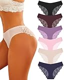 ALL OF ME 6er Pack Seamless Unterwäsche Damen Slip Nahtlos Spitzen Slips Frauen Unterhosen Spitze Sexy V Waisted Panties Bequem Brazilian Hipster Mehrpack S-XL