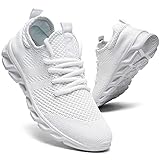 QIJGS Damen Laufschuhe Sneaker Freizeitschuhe Sportschuhe Turnschuhe Fitness Straßenlaufschuhe Trainer Outdoor Sneakers Tennis Jogging Walkingschuhe Gym Schuhe Weiß 37