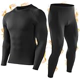 WISMBOX Thermounterwäsche Herren Set, Skiunterwäsche Winter Warm & Atmungsaktiv Funktionsunterwäsche mit Innenfleece, Thermo Unterwäsche für Sport & Outdoor