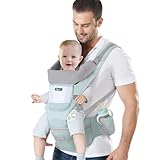 IULONEE Neugeborene Babytrage Baby Carrier Ergonomisch Babytrage mit Hüftsitz Multifunktional Kindertrage Dorsal und Ventral Babyrückentragen für Kleinkinder 3 Monate bis 3 Jahre (3-20kg) Grün