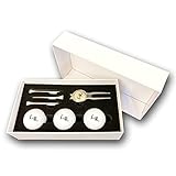 Golfball Set mit Gravur Initialen personalisiert 3 Wilson Golfbälle Pitchgabel und 3 Tees in Geschenkbox weiß Wunschtext Geschenk Golfer/in (Set mit 3 Wilson Ultra Bällen)