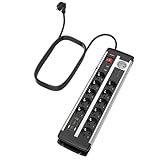 UCOMEN Master Slave Steckdosenleiste 12-Fach mit Überlastungsschutz, Schalter und Überspannungsschutz, 20W USB A und USB C, 2m Kabel, Wandmontage Mehrfachsteckdose 16A/3680W