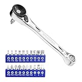 WORKPRO Mini-Ratschen-Set, 1/4' Umschaltknarre, 72-Zahn Ratschengriff, Ratschenschlüsselsatz, mit 20 Zubehörteilen, für die Routinewartung