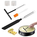 TAIXING Crepes Verteiler 19.5 cm, Crepes Wender mit Pfannkuchen Schaber und Ölpinsel, Edelstahl 304 Crepe Verteiler, Teigverteiler für Crepes, Crepes Zubehör für Zuhause, Backen und Kochen