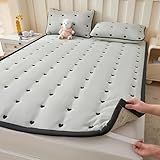 Matratzenauflage Topper Gesteppt 130/140/160/170X190/200 Atmungsaktive Matratzenschoner mit 4 Anti-Rutsch-Ecklaschen Dünne Waschbarer Weicher Mikrofaser Matratzenbezug Bettunterlagen(160x190cm,Gray A)