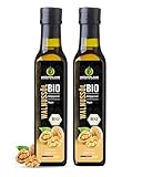 Kräuterland Bio Walnussöl 2X250ml (500ml), Walnusskernöl, nativ, kaltgepresst, glasflasche- Speiseöl zum Kochen, Backen & Salate - Nussöl in Premium Qualität