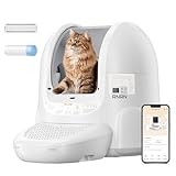 RNRN V1 Max Selbstreinigende Katzentoilette, 70L Offene Katzenklo Selbstreinigend,APP-Steuerung,360° Intelligenter Einklemmschutz,Anti-Odor,Große Automatisches Katzenklo für Mehrere Katzen