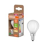 Osram LED-Lampe in klassischer Miniballform, mit dekorativem LED-Filament im Frosted Design, Energieeffizienzklasse A, E14, 1.2 W, 255 lm, 2700 K, warmweiß. Ohne Aufwärmen, sofort 100% Licht.