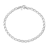 Amberta Damen Bettelarmband aus Sterling Silber für Charms und Clips (Einstellbar): Silber