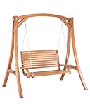 Beliani Trendy Gartenschaukel mit Gestell Akazienholz Dunkelbraun für 2 Personen Novara