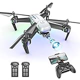 Wipkviey T6 Drohne mit kamera 1080p hd, WiFi FPV drone für Anfänger, RC Quadcopter mit 2 Batterien, Schwerkraft Sensor, Flip mode, Abflug/Landung mit einer Taste, One Taste Ruckkehr, Headless Mode