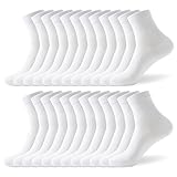 LBJR 12 Paar Sportsocken Casual Athletische Laufsocken Mini Crew Knöchelsocken für Herren & Damen,Weiß,43-46