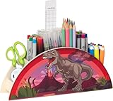 WAGOMA® Stiftehalter Dinosaurier [5 Fächer] | Robust & langlebig | Schreibtisch Organizer mit farbenfrohem Dino-Motiv | Bringt Ordnung auf den Schreibtisch | Stiftebox