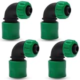 KQDRAVINE 4 Stück Gartenschlauch Anschluss, 1/2 Zoll Schlauchanschluss 90 Grad, Gartenschlauch Eckverbinder, Winkelanschluss für Gartenschlauch, Schlauchkupplung Winkel