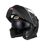 ORIGINE Motorradhelm Bluetooth Klapphelm Integralhelm ECE Mit Doppelvisier (SOLID MATT Black,M)