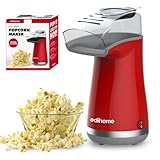 Edihome, Popcornmaschine, Popkornmaschinene, Elektrischer Popcorn Maker, 1200 W, Inklusive Dosierlöffel, Popkorn fertig in 2 Minuten, Heimkino, Series (Rot)