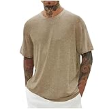 2025 Oversize T Shirt Herren Rundhals Kurzarm T Shirts Männer Casual T Shirt Sport Fitness Tops Sport Shirt Bodybuilding Laufshirt Einfache Uhr Herren (A1-Khaki, XXXL)
