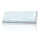 Dierya DK61SE-D Gaming Tastatur 60 Prozent Mechanische Rote Schalter,QWERTZ Deutsches Layout,Ultra-Compact Mini 61 Keys Keyboard,Anti-Ghosting,Typ-C-Datenkabel für PC Windows Gamer Typist,Weiß