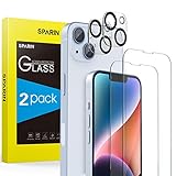 SPARIN 2+2 Stück Panzer Schutz Glas Schutzfolie für iPhone 14 Plus, Displayschutzfolie und Kameraschutz