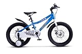 18 Zoll Jugendfahrrad mit Stützrädern, Mechanische Scheibenbremse, Stahlrahmen, für 110-125 cm - Blau (95% vormontiert)