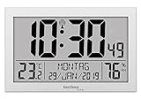 Technoline WS8016 WS 8016 Funk-Wand-Uhr mit Temperaturanzeige, Kuststoff, Silber, klein: 22,5 x 14,3 x 2,4cm