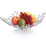com-four® Obstschale aus verchromtem Edelstahl - dekorativer Obstkorb silberfarben - Obstschale im modernen Design (silberfarben (verchromt))