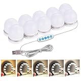 JHS-TECH Led Spiegelleuchte,10 Dimmbar Schminklicht,Make Up Licht,Spiegellampe,USB-Kabel Schminklampe für Schminktisch Beleuchtung