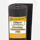 Aquagart Unkrautvlies schwarz PES - 150g I Unkrautschutzfolie für Garten & Hochbeet I Gartenvlies & Unkrautsperre I Wasserdurchlässige Unkrautfolie & Robustes Schutzvlies 25m lang - 1m breit