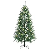 Juskys künstlicher Weihnachtsbaum 180 cm - Baum mit LED Beleuchtung & Ständer - Tannenbaum naturgetreu für drinnen - Christbaum künstlich, beleuchtet