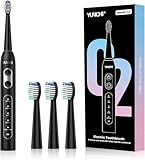 YUNCHI C2 Elektrische Zahnbürsten für Erwachsene mit 4 Bürstenköpfen, Wiederaufladbare Schallzahnbürste mit 5 Modi, Schwarz