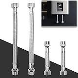 Huucozn 4 Stück Flexschlauch 3/8' IG x 3/8' AG Schlauch Verlängerung 20/10 cm Panzerschlauch 3/8 zoll Edelstahl Anschlussschlauch Armatur Wasseranschluss Armaturenschlauch für Wasserhahn Bad WC