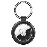 Inesore Hülle für Apple AirTag Anhänger, Wasserdichter Schlüsselanhänger & Carbonfaser-Optik für Air Tag, Kratzfeste Halterung für Haustierhalsband, Gepäckanhänger und Schlüsselbund (Schwarz)