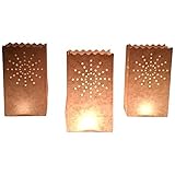 10 Stück Papier Lichttüten Lichtertüten Sonne für Teelichter Kerzen Laternen weiß Kerzenhalter Deko Tischdeko Teelichthalter Tüte Party Windlicht