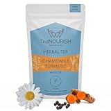 TeaNOURISH Kamille Kurkuma Kräutertee | Beruhigend und entspannend | Kamille, Kurkuma, schwarzer Pfeffer | Stress-Buster | CAFFEINFREI | 100% NATÜRLICH - 50g