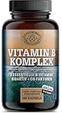 Vitamin B Komplex (B1-B12) +3 Kofaktoren aktiv -WICHTIG: Alle 8 B-Vitamine (B1, B2, B3, B5, B6, B7, B9, B12) -Vitamin B Komplex Vegan- Hochdosiert mit Cofaktoren -DE- SCHEUNENGUT®