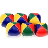 MEIYAXINWIN 6 Stück Jonglierbälle Set, 5cm PU Weiche Leder Jonglierball, Wasserunempfindlich, Ballwurfball Spiele Farbige Juggling Balls, für Anfänger, Jungen, Mädchen, Erwachsene