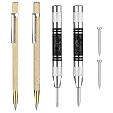 But the cow 2 Automatik Körner Metall & 2 Anreissnadel Metall Anreißwerkzeug, Federkörner, Automatischer Körner Werkzeug Federkorn, Anreißnadel Hartmetall, für Holz Glas Fliesen, mit 2 Ersatzspitzen