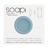 Soapi - Schwebender Seifenhalter Magnet zum Kleben - Wand Magnethalter für Seife - Ablage Seifenschale Magnetseifenhalter ohne Bohren/Saugnapf (1, Hellblau)