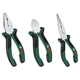 Bosch Zangen-Set, 3-teilig (hochwertige, präzise, langlebige Kombizange, Diagonal-Seitenschneider und Spitzzange; ergonomisch; matte Chrom-Nickel-Beschichtung) - Amazon Edition