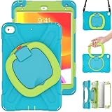 Schutzhülle für iPad Mini 4/Mini 5 7,9 Zoll (2015/2019), stoßfeste Hülle mit 360 Grad drehbarem Kickstand, Hand/Schulterriemen für Tablet Heavy Duty Case für Mini 4/Mini 5 7,9 Zoll (201)