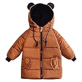 LSHDCER Mantel für Kinder, Mädchen, mit Kapuze, Steppjacke, Cartoon, Daunenjacke, Kinder, Jungen, mittellang, dick, warm, für Winter, coffee, 6-7 Jahre