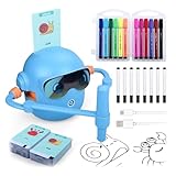MMOBIEL Zeichenroboter für Kinder Interaktives Lernspielzeug mit 100 Zeichenkarten, Sprachanleitung, 12 Farbstiften & USB-C Akku – Kreatives Geschenk für Kinder von 3–9 Jahren – Blau