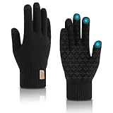 Xerteam Winterhandschuhe, Handschuhe Herren und Damen Winter, warme Innenhandschuhe, Verdickte Touchscreen Winterhandschuhe, Winter Fleec -Handschuhe zum Autofahren, Laufen, Radfahren, Gehen–Schwarz