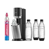 SodaStream Wassersprudler DUO mit Quick-Connect CO2-Zylinder| inkl. 2x 1L Glasflasche und 2x 1L FUSE Kunststoffflasche (spülmaschinengeeignet) | Farbe: Titan