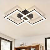 Homefire Deckenlampe LED Deckenleuchte Küche: 24W 4000K Küchenlampe Schwarz Wohnzimmerlampe Modern Design Flurlampe Neutralweiß Schlafzimmerlampe Eckig Deckenbeleuchtung für Wohnzimmer Flur